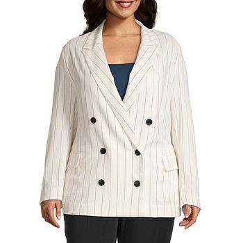 new!Worthington Womens Regular Fit Double Breasted Blazer-Plus | JCPenney