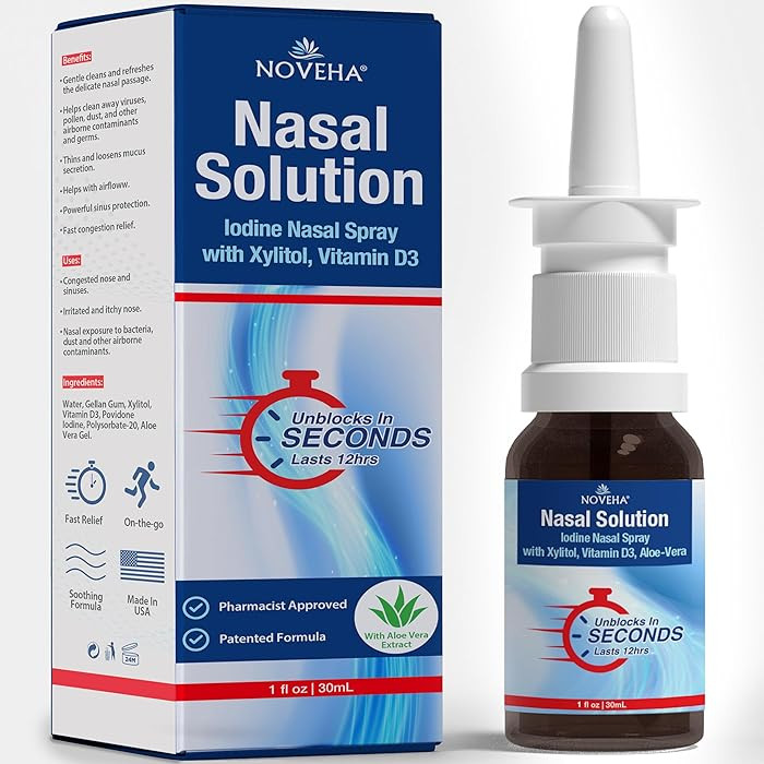 NOVEHA Iodine Nasal Spray - Nose Spray for Humans - Cleanses & Refreshes Nasal Passages - with Vi... | Amazon (US)