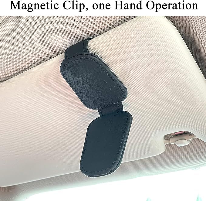 KIWEN Sunglasses Holders for Car Sun Visor, Magnetic Leather Glasses Eyeglass Hanger Clip for Car... | Amazon (US)
