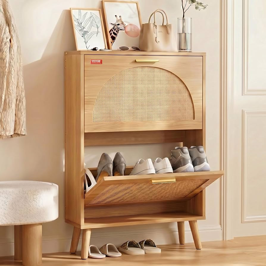 VEVOR Shoe Cabinet with 2 Flip Drawers, Shoe Storage Cabinet for Entryway, Free Standing Shoe Sto... | Amazon (US)