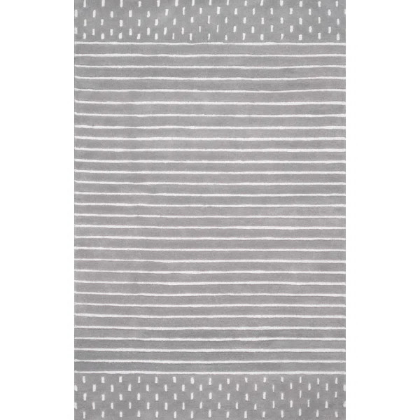 Lemire Striped Handmade Tufted Wool Area Rug in Gray | Wayfair North America