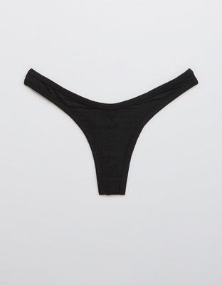 Aerie Modal Ribbed High Cut Thong Underwear | Aerie