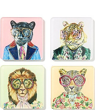 Tart by Taylor Big Cats Acrylic Coasters Set of 4 - Multi | Dillard's