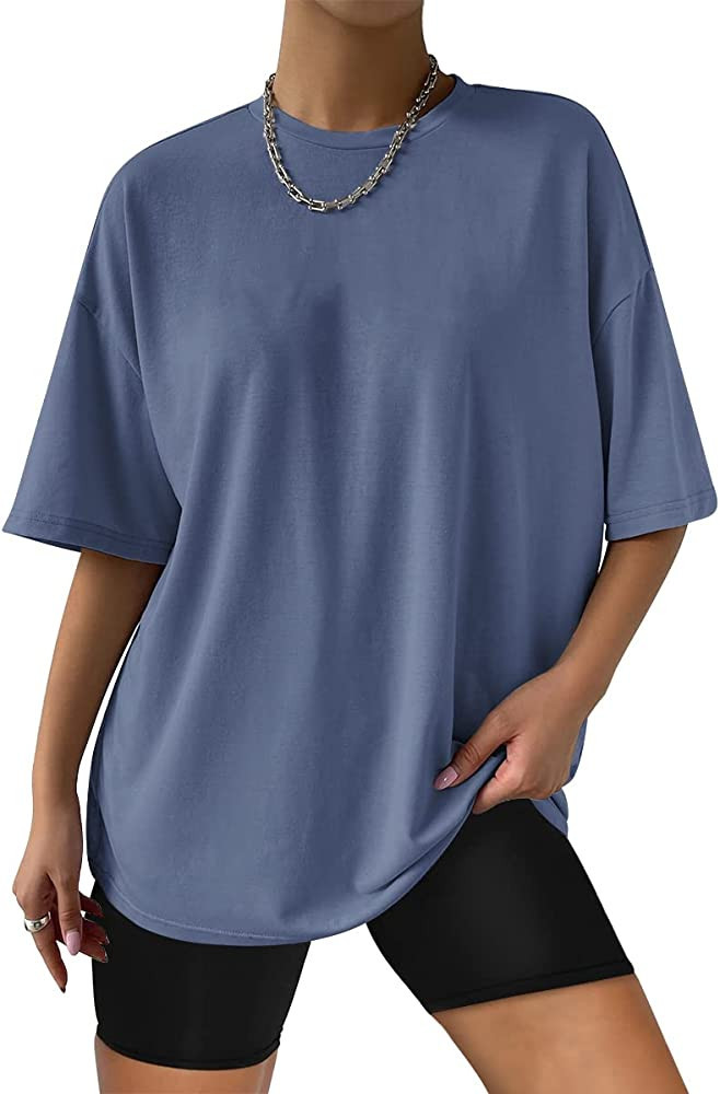 Trendy Queen Womens Oversized T Shirts Loose Fit Cotton Crewneck Short Sleeve Tops Summer Casual ... | Amazon (US)
