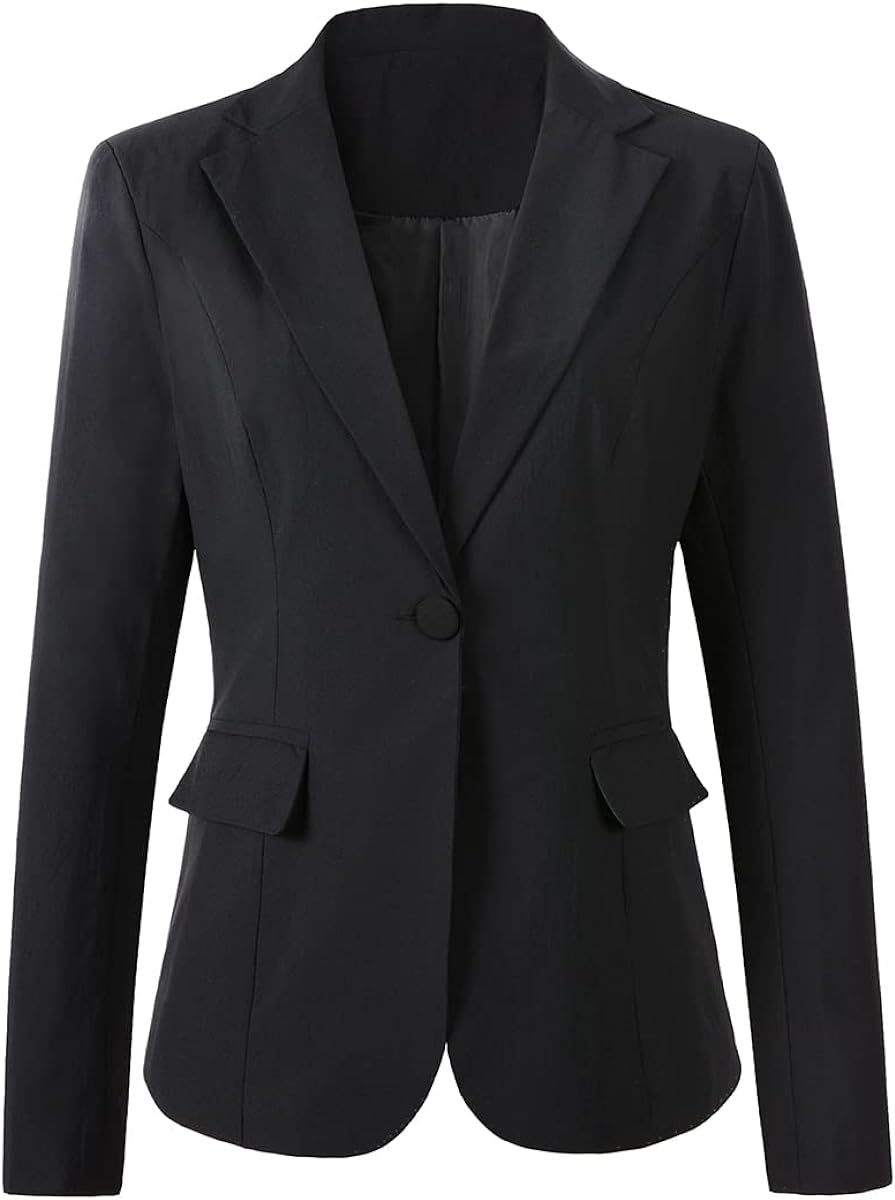 Womens Long Sleeve Lightweight Office Work Suit Jacket Boyfriend Blazer | Amazon (US)