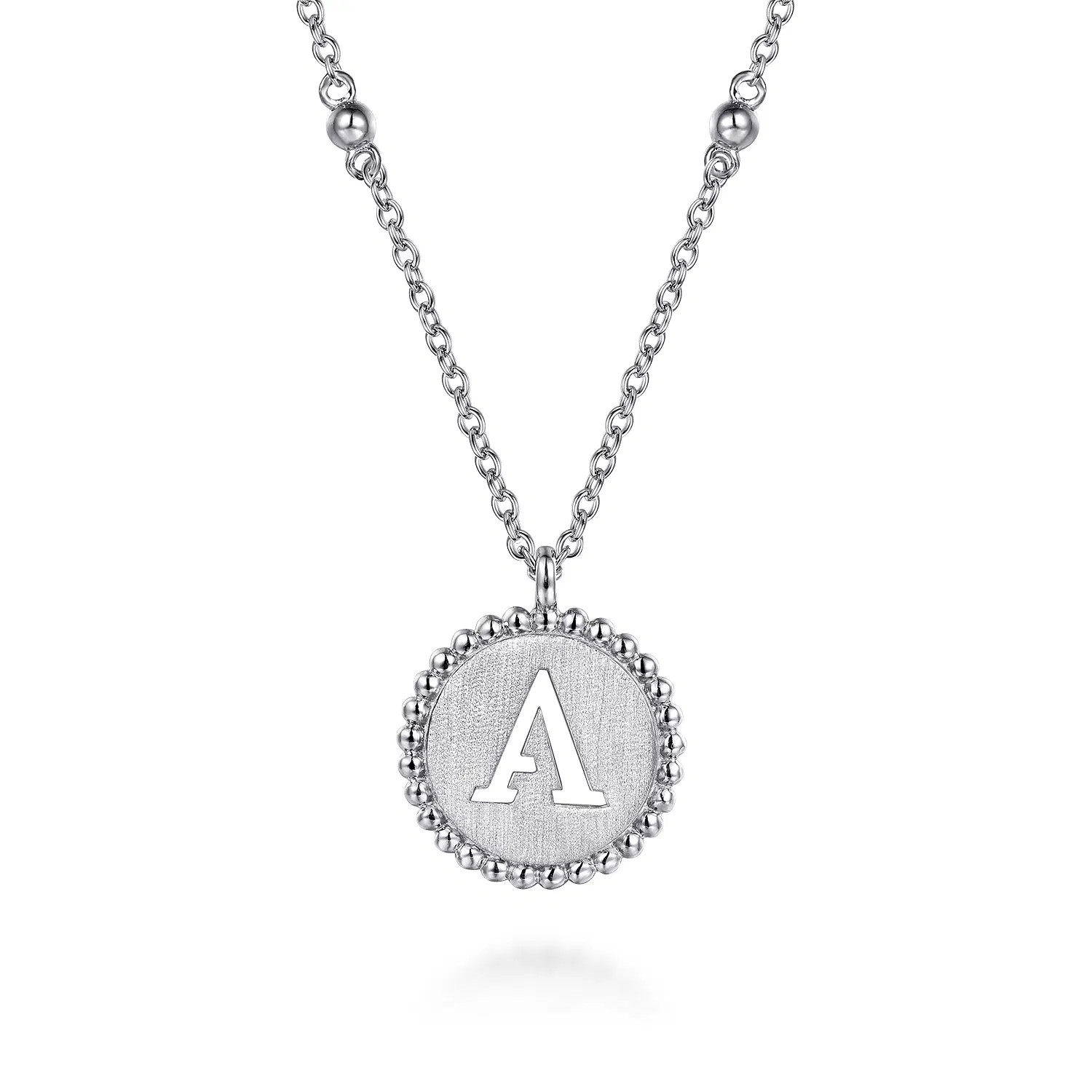 925 Sterling Silver Bujukan Punch out Initial A Medallion Pendant Necklace | Gabriel & Co. Fine Jewelry And Bridal