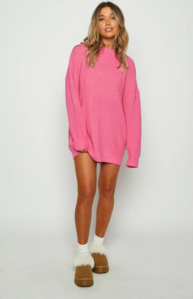Adaline Pink Oversized Sweater Dress | Beginning Boutique (US)