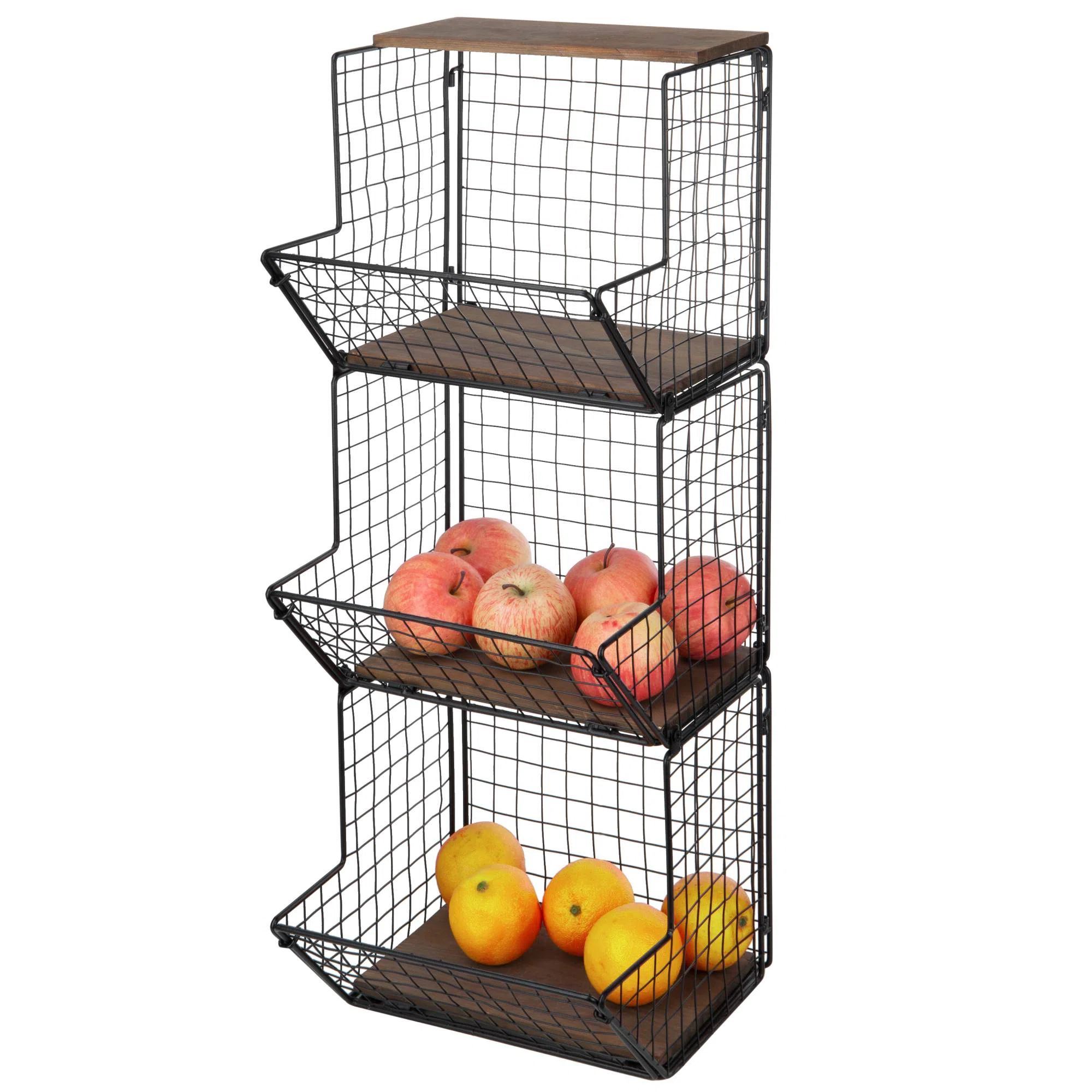 17 Stories 3 Tier Wall Mounted Metal Wire Shelving Rack | Wayfair | Wayfair North America