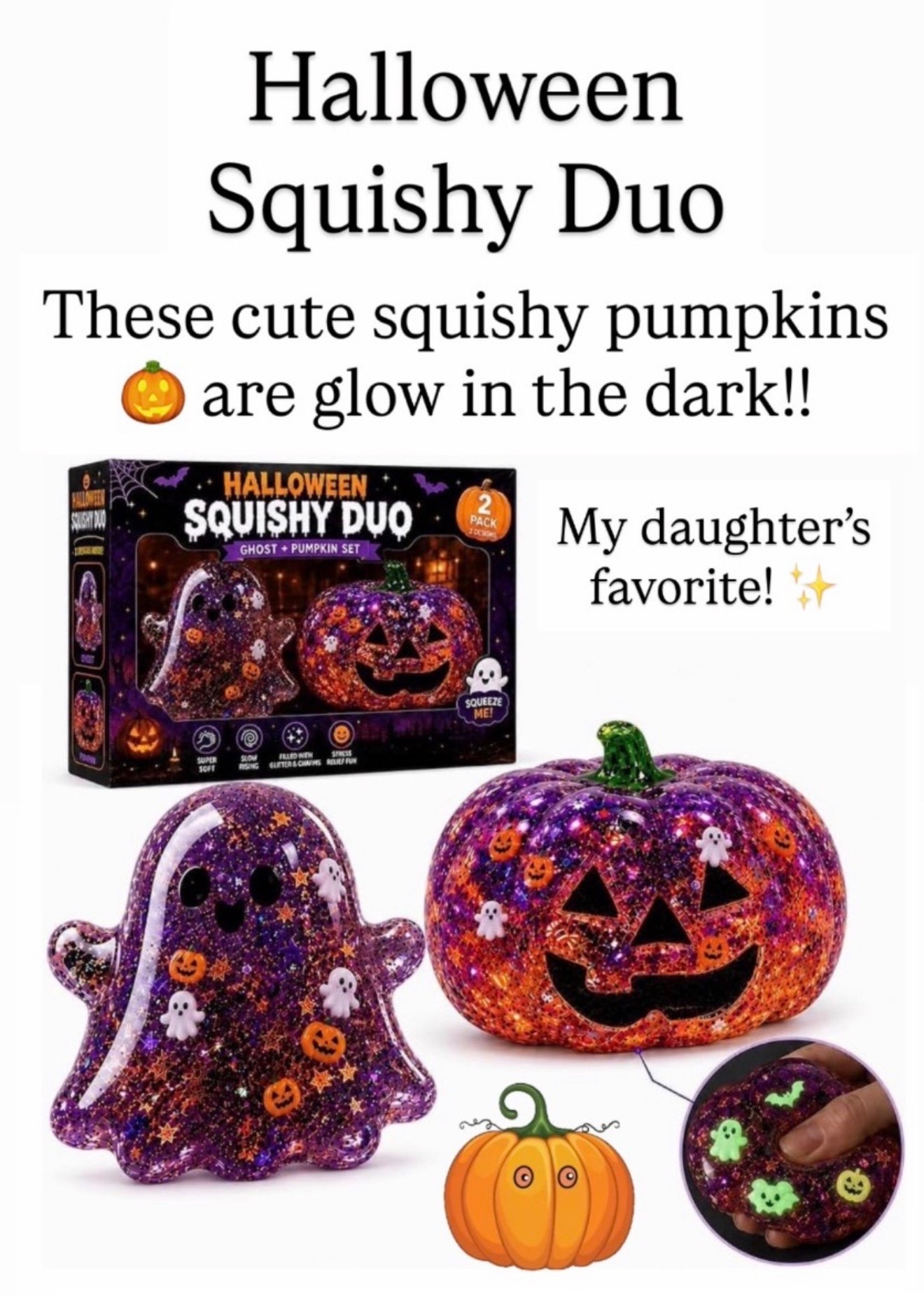 Halloween glow in the dark squish duo