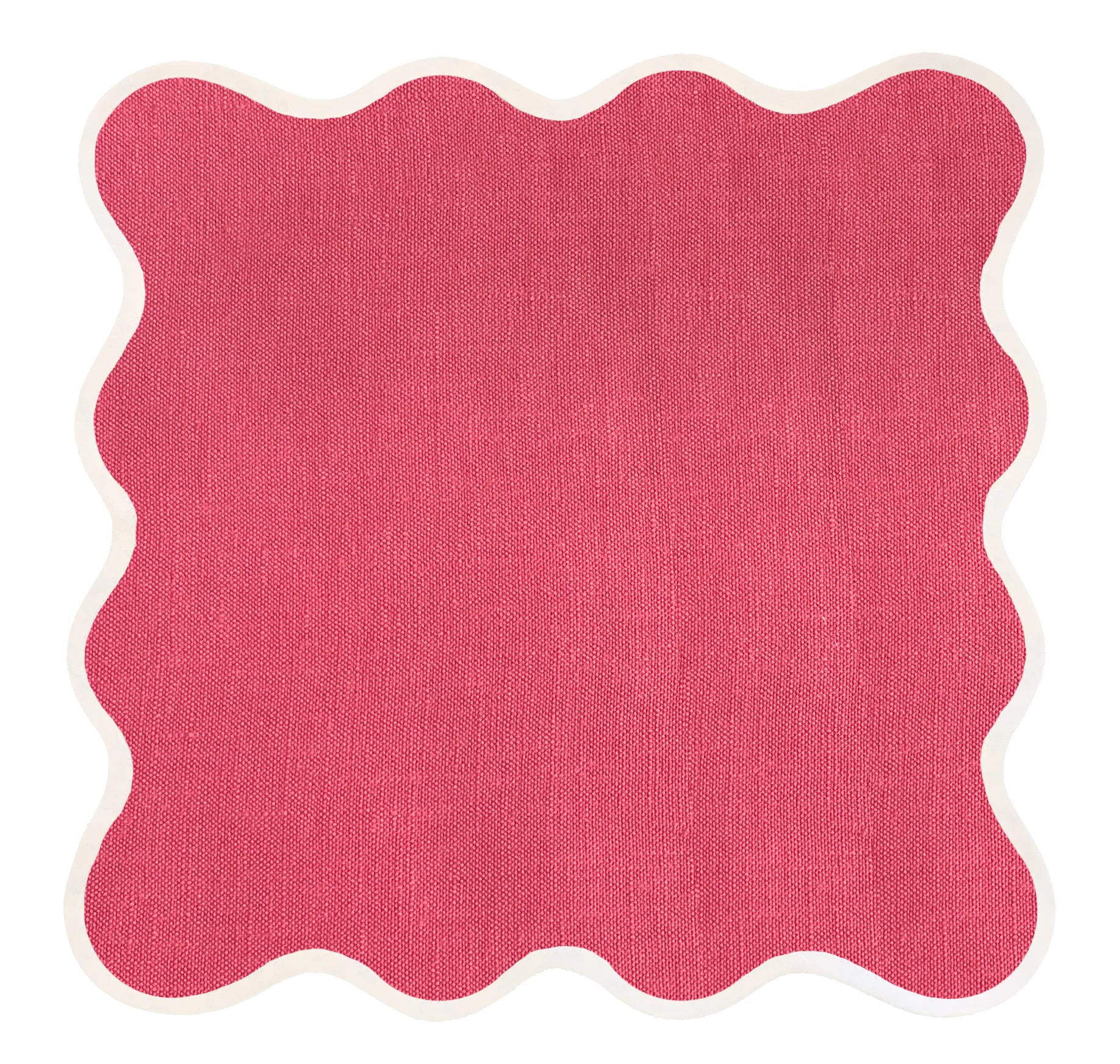 Linen Scalloped Square | Hibiscus Pink | Fenwick Fields, LLC