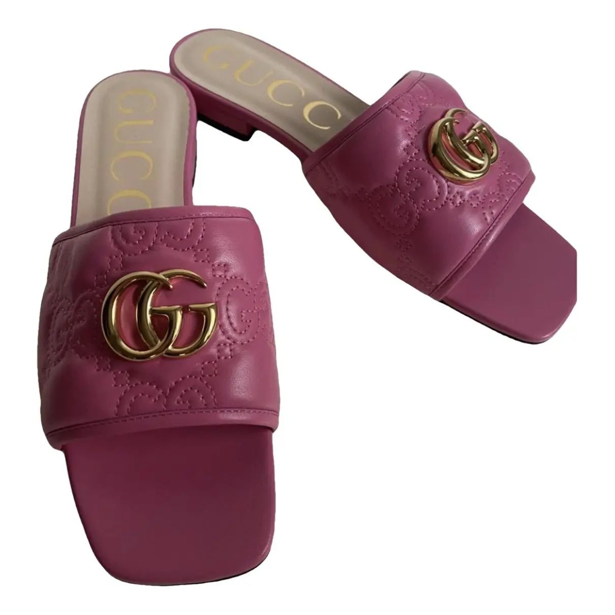 Double g leather sandal Gucci Pink size 39 EU in Leather - 42288056 | Vestiaire Collective (Global)