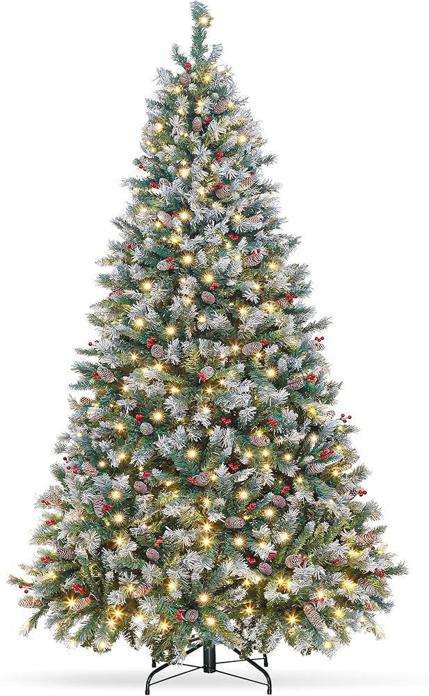 6FT Pre-Lit Christmas Tree with Lights, Artificial Christmas Tree with 275 Warm White LED Lights,... | Amazon (US)