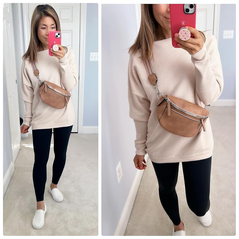 FIGESTIN Sling Bag for Women Crossbody Fanny Packs Leather crossbody bags for women trendy Chest ... | Amazon (US)