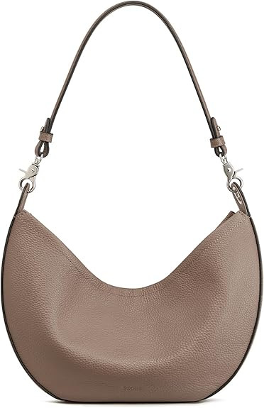 S-ZONE Leather Shoulder Bags for Women Soft Crossbody Bags Classic Crescent Purse Handbags with 2... | Amazon (US)