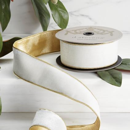 2-1/2" Lush Winter White Velvet Ribbon | Frontgate