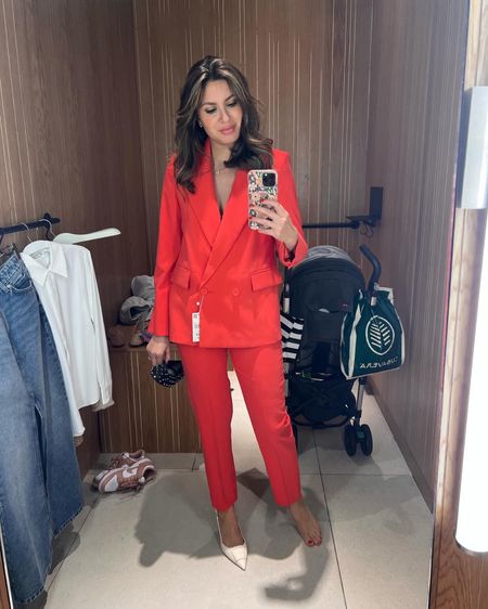You in a nice red suit — yes, girl! It’s been a minute since I bought a full suit but couldn’t pass this one up! The fit is amazing and the price is just right! And these white low heel slingbacks were a must have too!

#LTKworkwear #LTKstyletip #LTKshoecrush