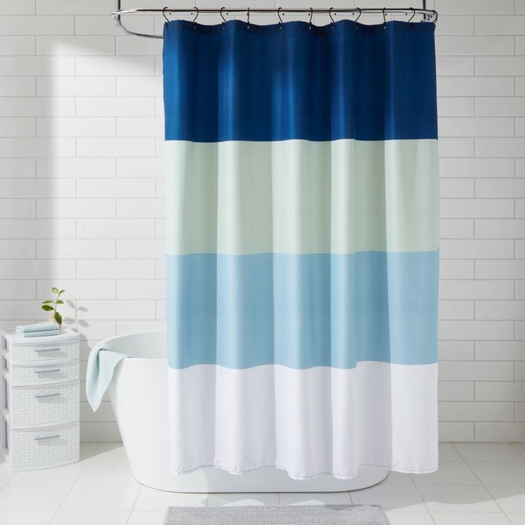 Microfiber Colorblock Large Striped Shower Curtain - Room Essentials™ | Target