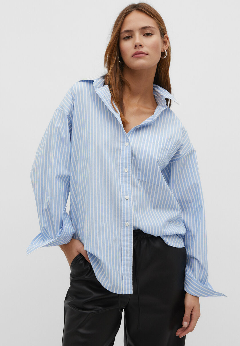 Poplin shirt with pocket - Women's fashion | Stradivarius United Kingdom | Stradivarius (UK)