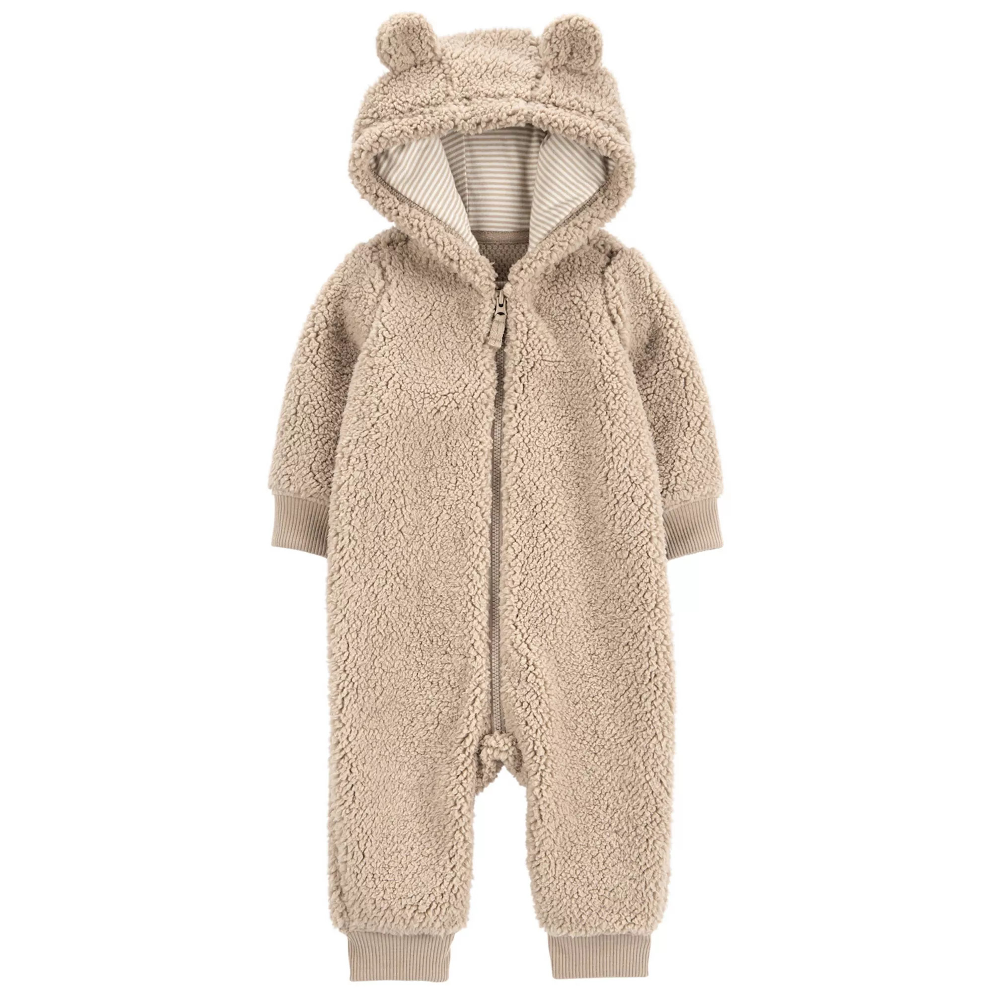 Baby Boy Carter's Teddy Fleece Bear Zip-Up Bodysuit | Kohl's