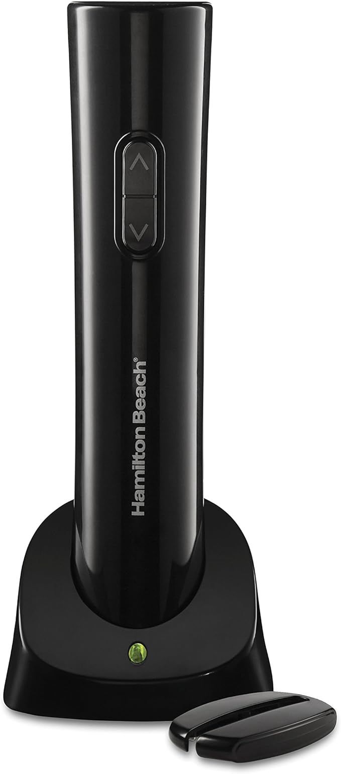 Hamilton Beach 76610 Cordless Electric Wine Bottle Opener with Battery Charger, Foil Cutter and C... | Amazon (US)