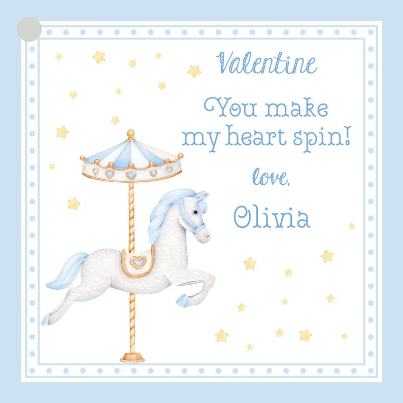 Carousel Valentine Tags | You Make My Heart Spin | Printable Treat Tags | Etsy (US)