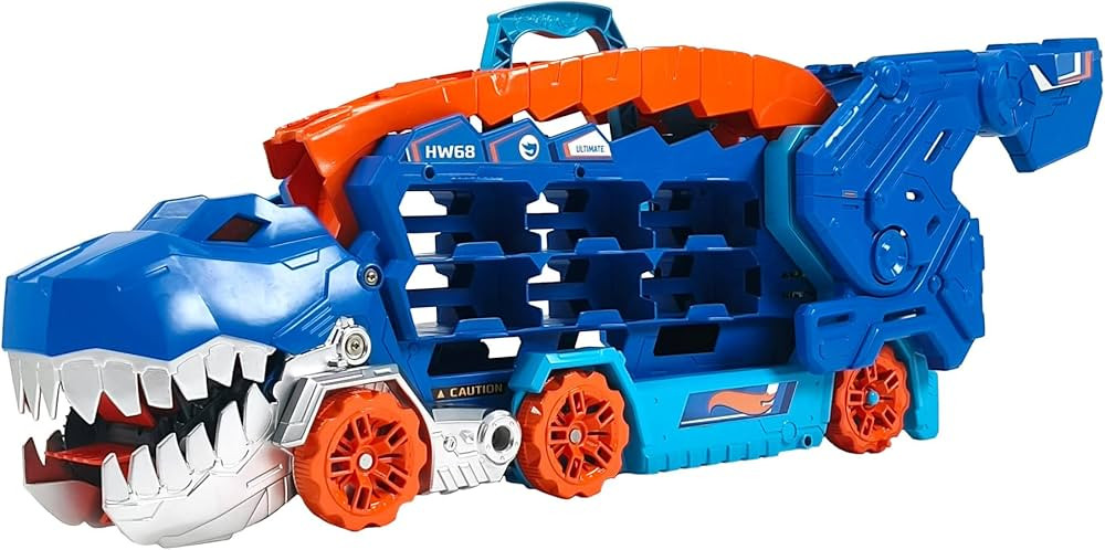 Hot Wheels City Ultimate Hauler, Transforms into Stomping T-Rex with Race Track, Lights and Sound... | Amazon (US)