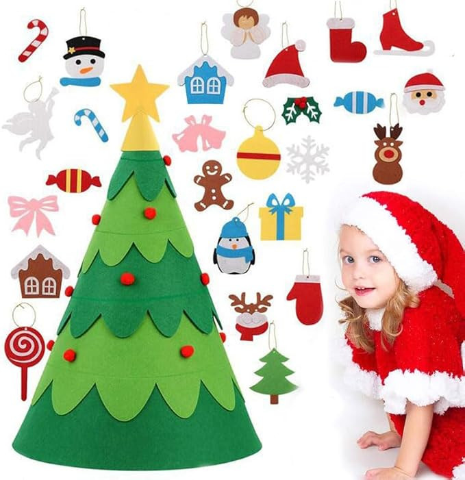 YIKSORE 3D DIY Felt Christmas Tree, Handmade DIY Felt Christmas Tree Decoration and 18 Different ... | Amazon (US)