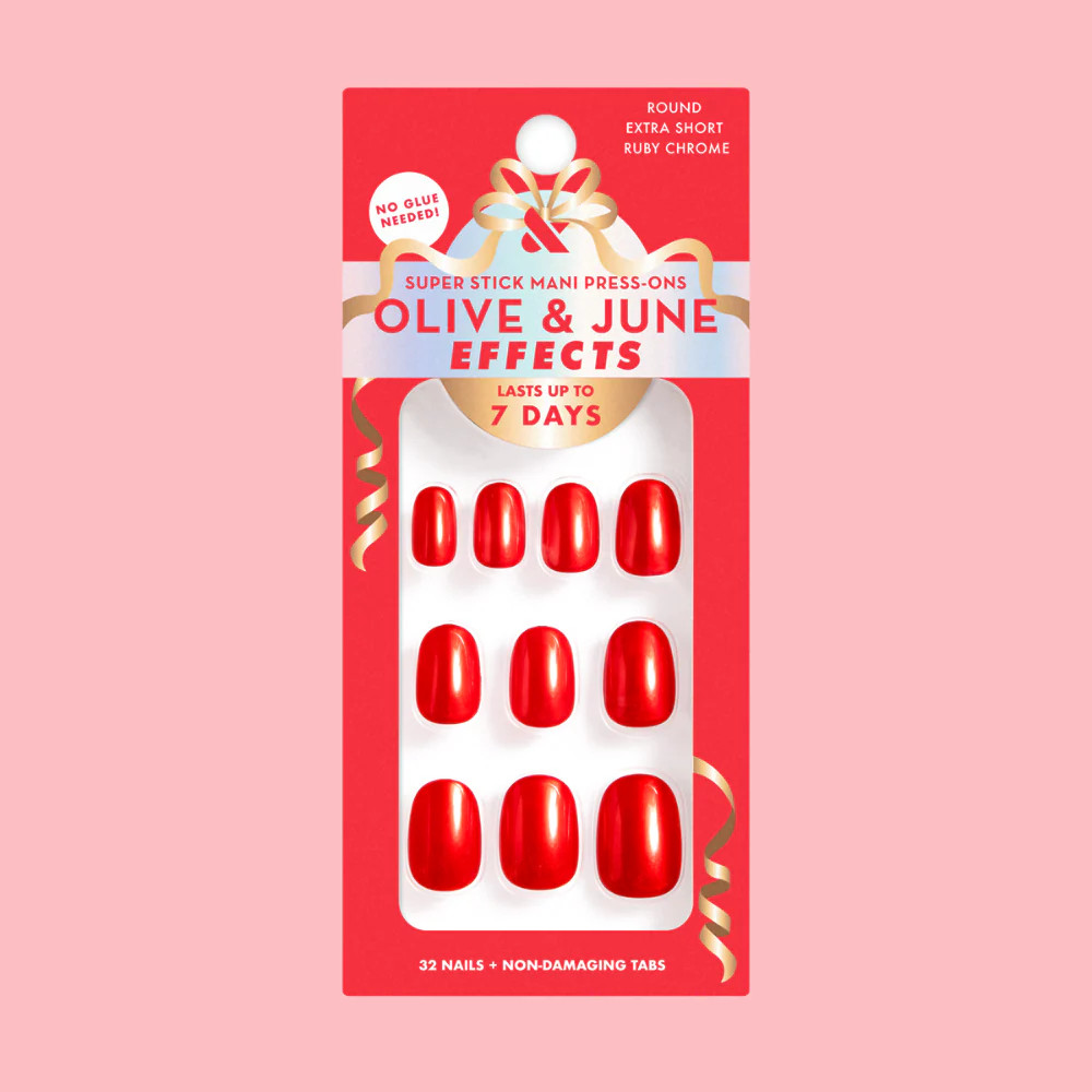 Ruby Chrome - Tab Press-On | Extra Short | Round | Olive & June