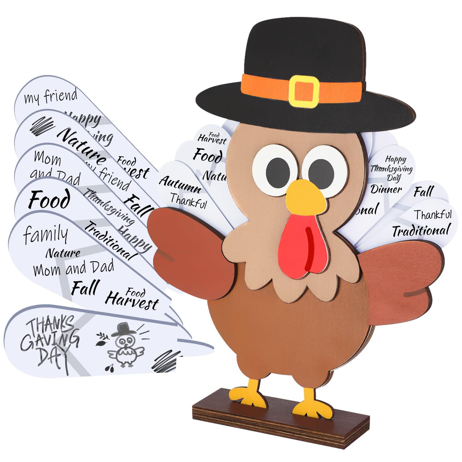 Epakh Turkey Table Decoration Thanksgiving Activity for Families Wooden Turkey Tabletop Decor wit... | Amazon (US)