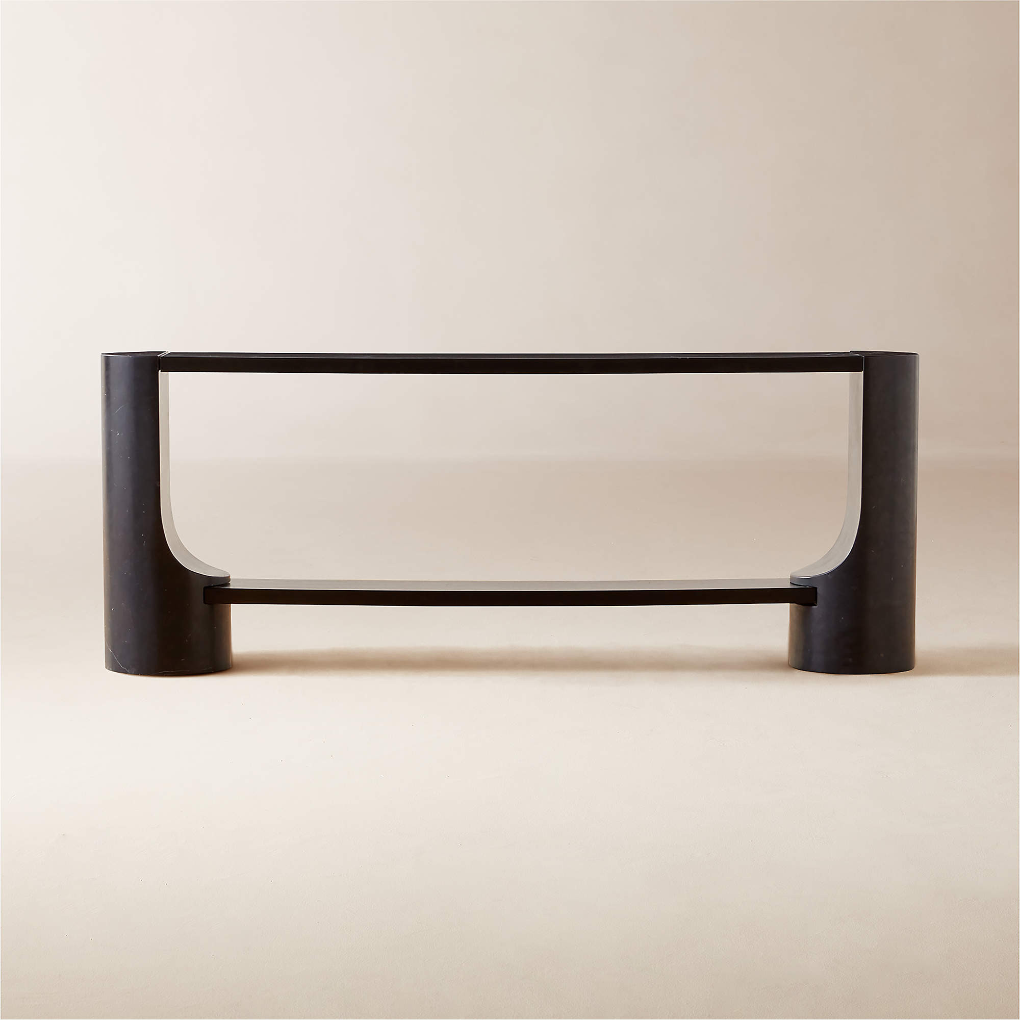 Scoop 76" Black Marble and Ash Wood Console Table + Reviews | CB2 | CB2