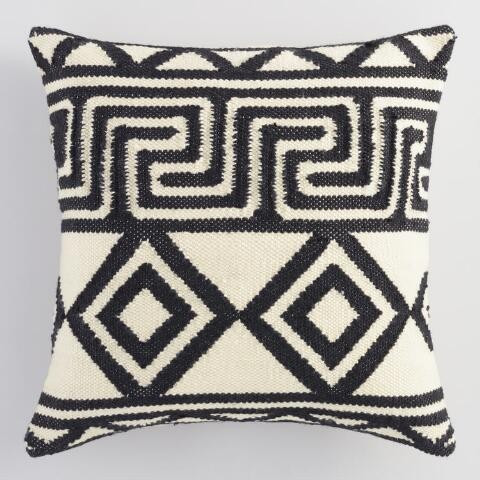 Ivory And Black Key Indoor Outdoor Throw Pillow | World Market