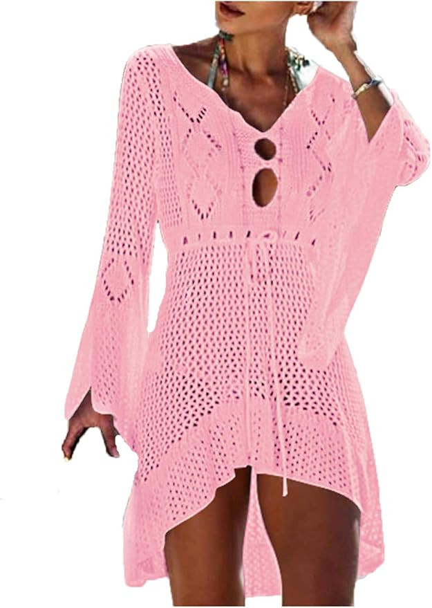 Wander Agio Beach Tops Sexy Perspective Cover Dresses Bikini Cover-ups Net Coverups | Amazon (US)