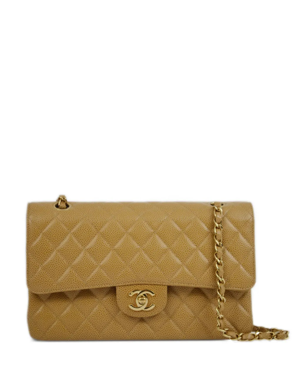 CHANEL Pre-Owned 2002 medium Classic Double Flap shoulder bag - Neutrals | Farfetch Global