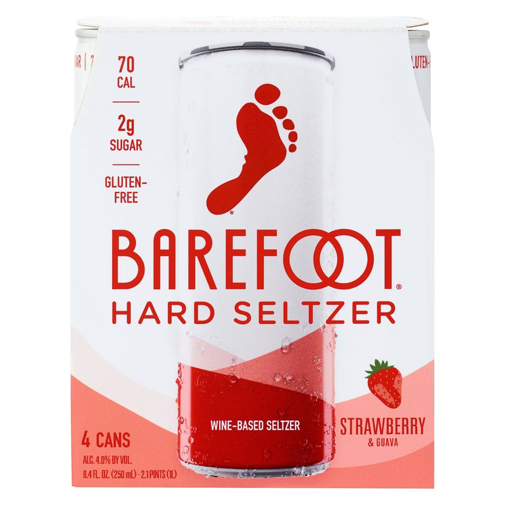 Barefoot Strawberry Wine-Based Hard Seltzer - 4pk/250ml Cans | Target