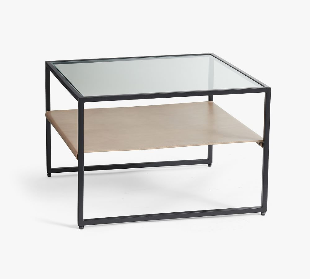 Hardy 22"" Leather Bunching Table, Bronze/Morrison Gray Leather | Pottery Barn (US)