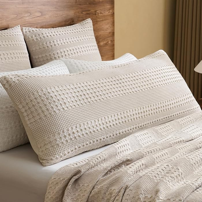 PHF Cotton Waffle Body Pillowcase 20" x 54", Oatmeal, No Insert | Amazon (US)