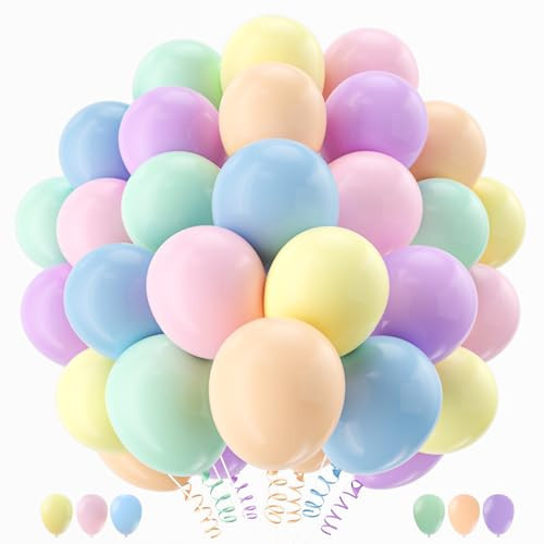 160 Pack Pastel Balloons 12 Inch Pastel Rainbow Multicolor Macaron Balloons for Party Baby Shower Gender Reveal Easter Decorations | Amazon (US)