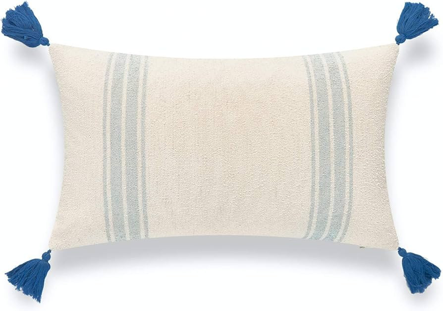 Hofdeco Beach Coastal Morrocan Decorative Lumbar Pillow Cover ONLY for Couch, Sofa, or Bed, Light... | Amazon (US)