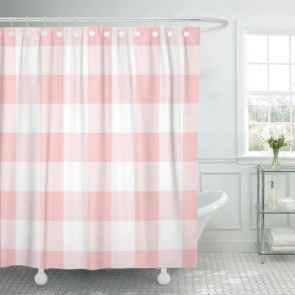 ATABIE Chic Pink Preppy Buffalo Check Plaid Modern Masculine Winter Shower Curtain 66x72 inch - W... | Walmart (US)