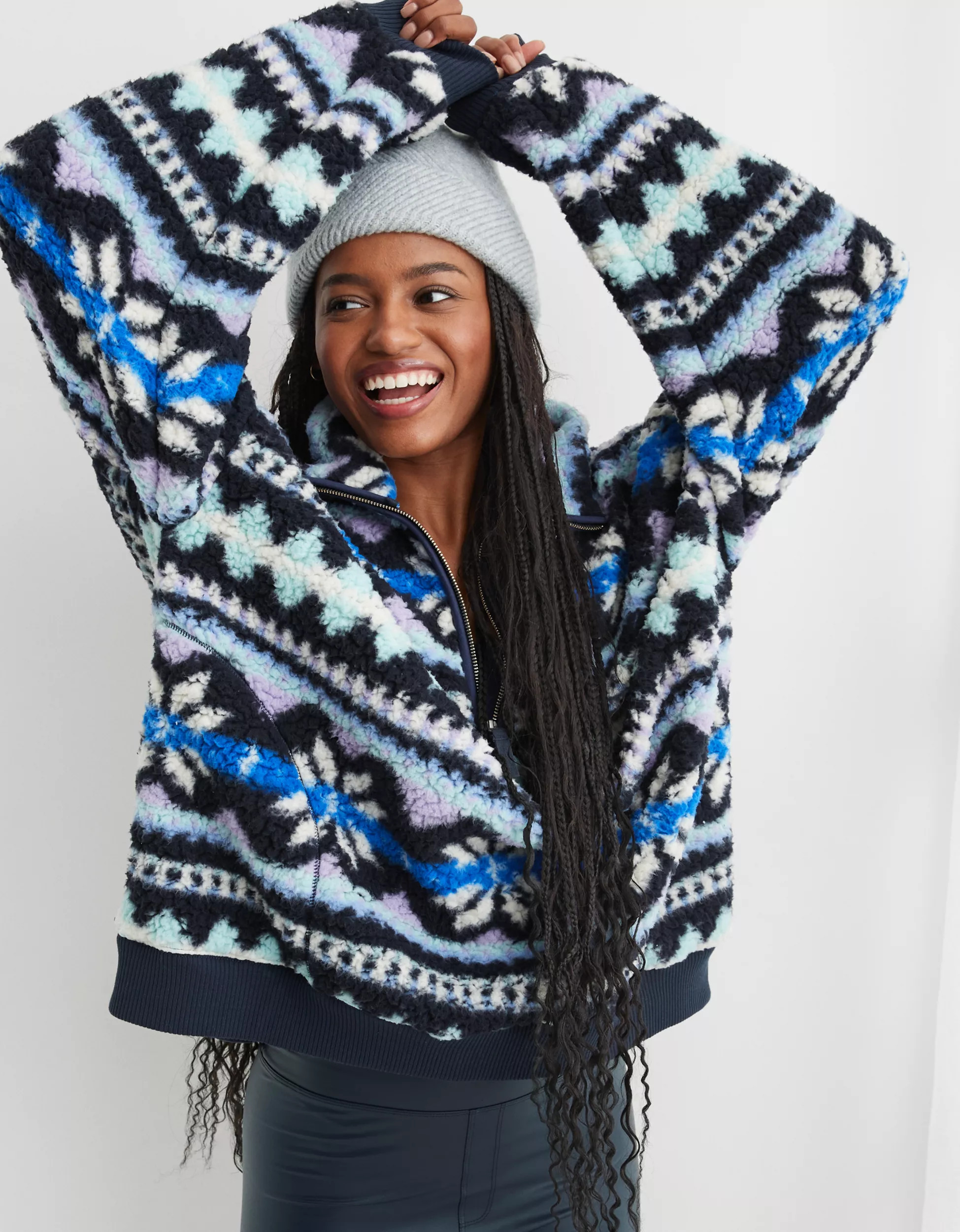 Aerie Hometown Holiday Quarter Zip Sweatshirt | American Eagle Outfitters (US & CA)