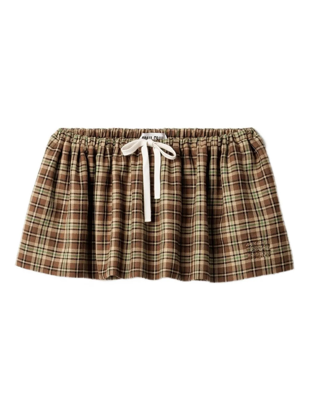 Miu Miu plaid A-line skirt - Brown | Farfetch Global