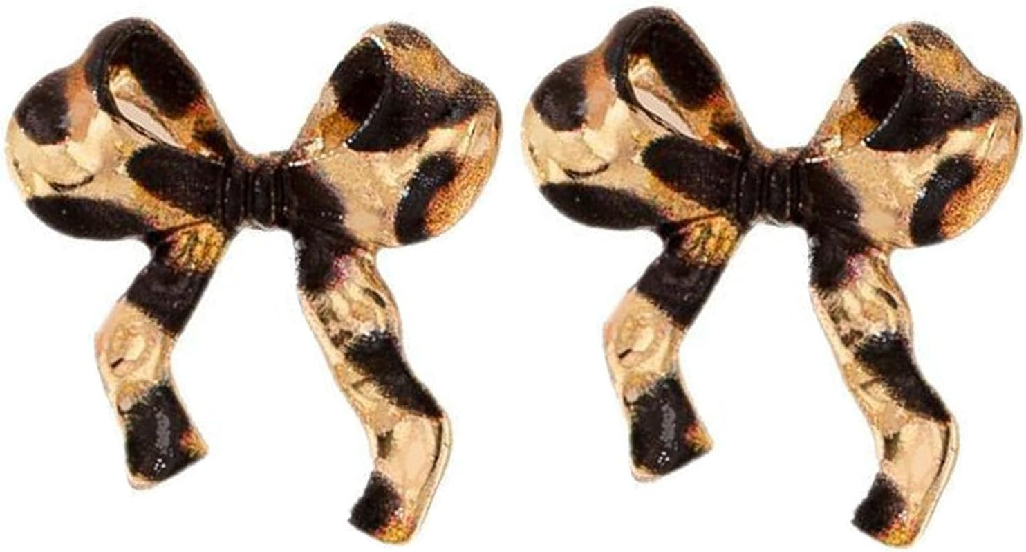 Leopard Print Earrings for Women, Chunky Leopard Print Bow Earrings Cheetah Ribbon Bowknot Stud Earring Hypoallergenic Animal Prints Statement Earring Costume Jewelry | Amazon (US)