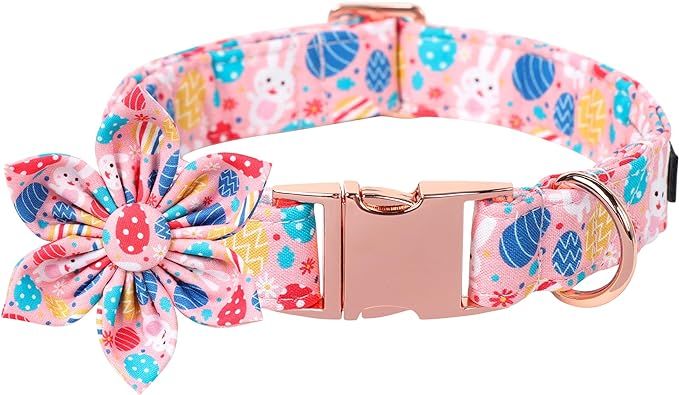 Lionet Paws Easter Dog Collar with Flower,Pink Dog Collar with Colorful Egg Flower for Girl Dogs,... | Amazon (US)