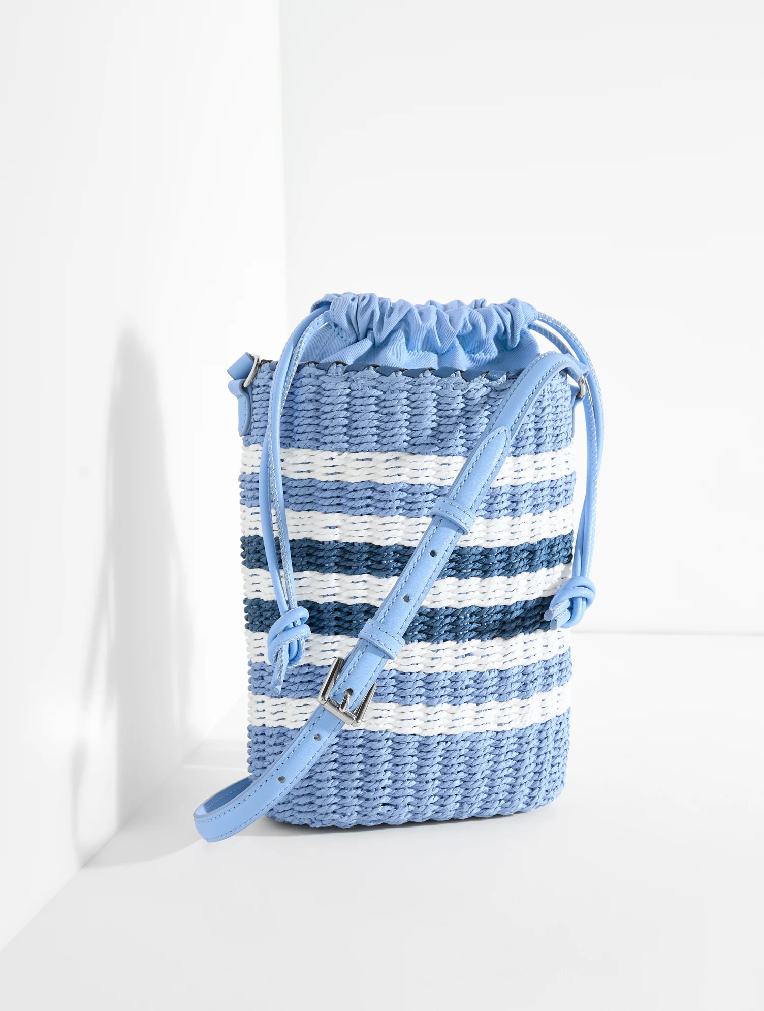 Straw Bucket Bag - Blue/White - 001 Talbots | Talbots