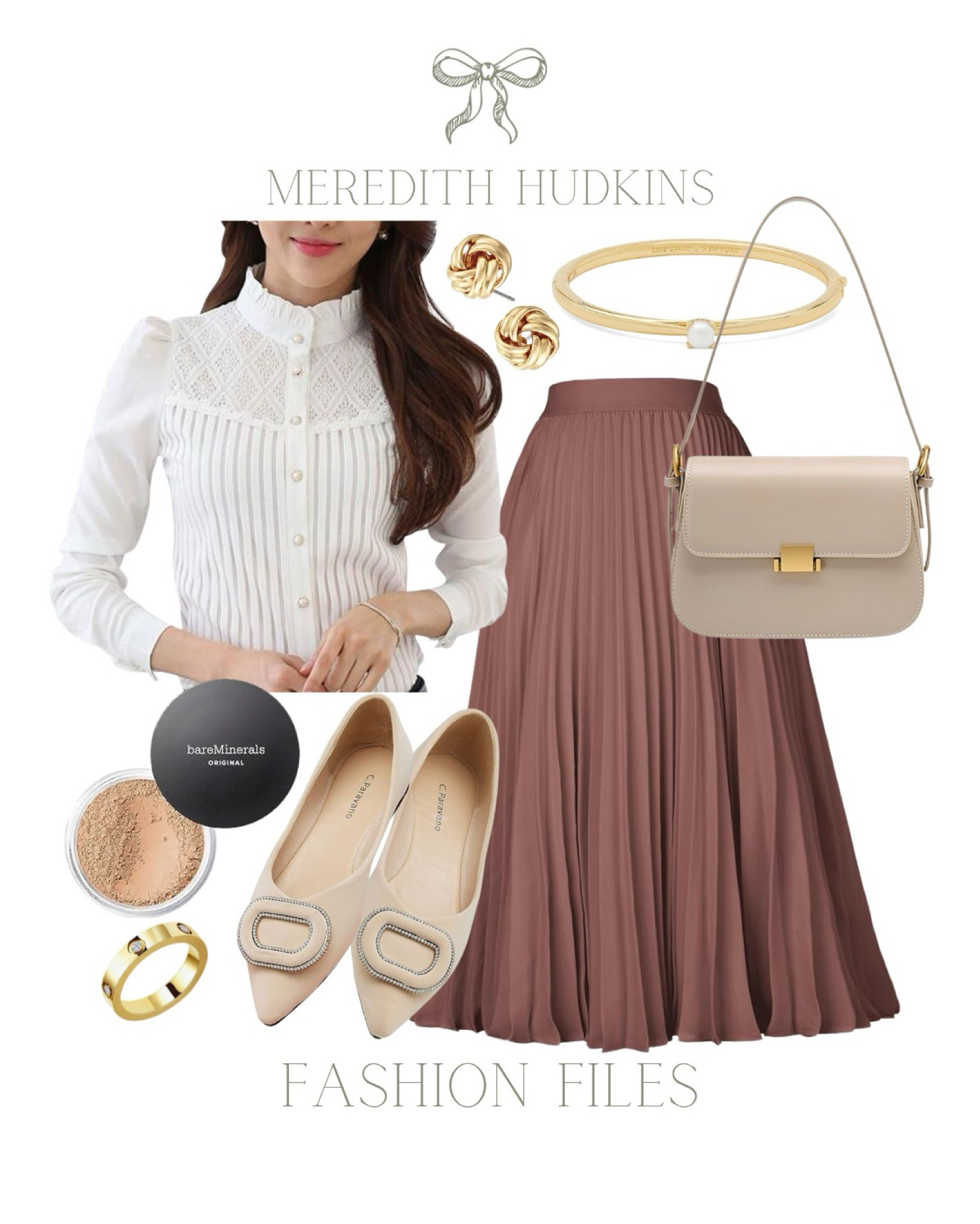 women's fashion, amazon fashion, meredith hudkins, style, winter style, ootd, classic, chic, preppy, affordable, holiday party, work wear, trending, timeless, skirt, blouse, leather bag, neutral, flats, sea Parravano, bareMinerals women's fashion, amazon fashion, meredith hudkins, style, winter style, ootd, classic, chic, preppy, affordable, holiday party, work wear, trending, timeless, , blouse, skirt, leather bag, neutrals, earrings, ring, bracelet, flats, bareMinerals, makeup, jewelry, accessories 

#LTKSaleAlert #LTKFindsUnder50 #LTKStyleTip