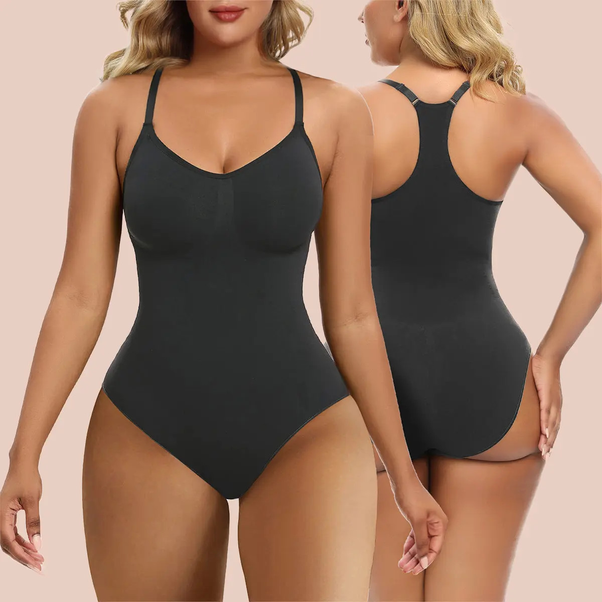 SHAPERX Body suits for Womens Tummy Control Thong Racerback Bodysuit | ShaperX - NOT LIVE