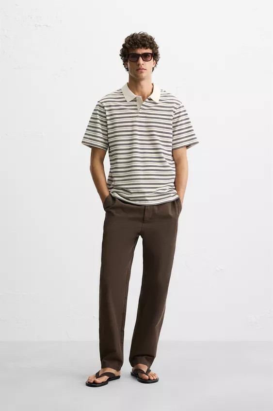 STRIPED PIQUÉ POLO SHIRT | Zara US