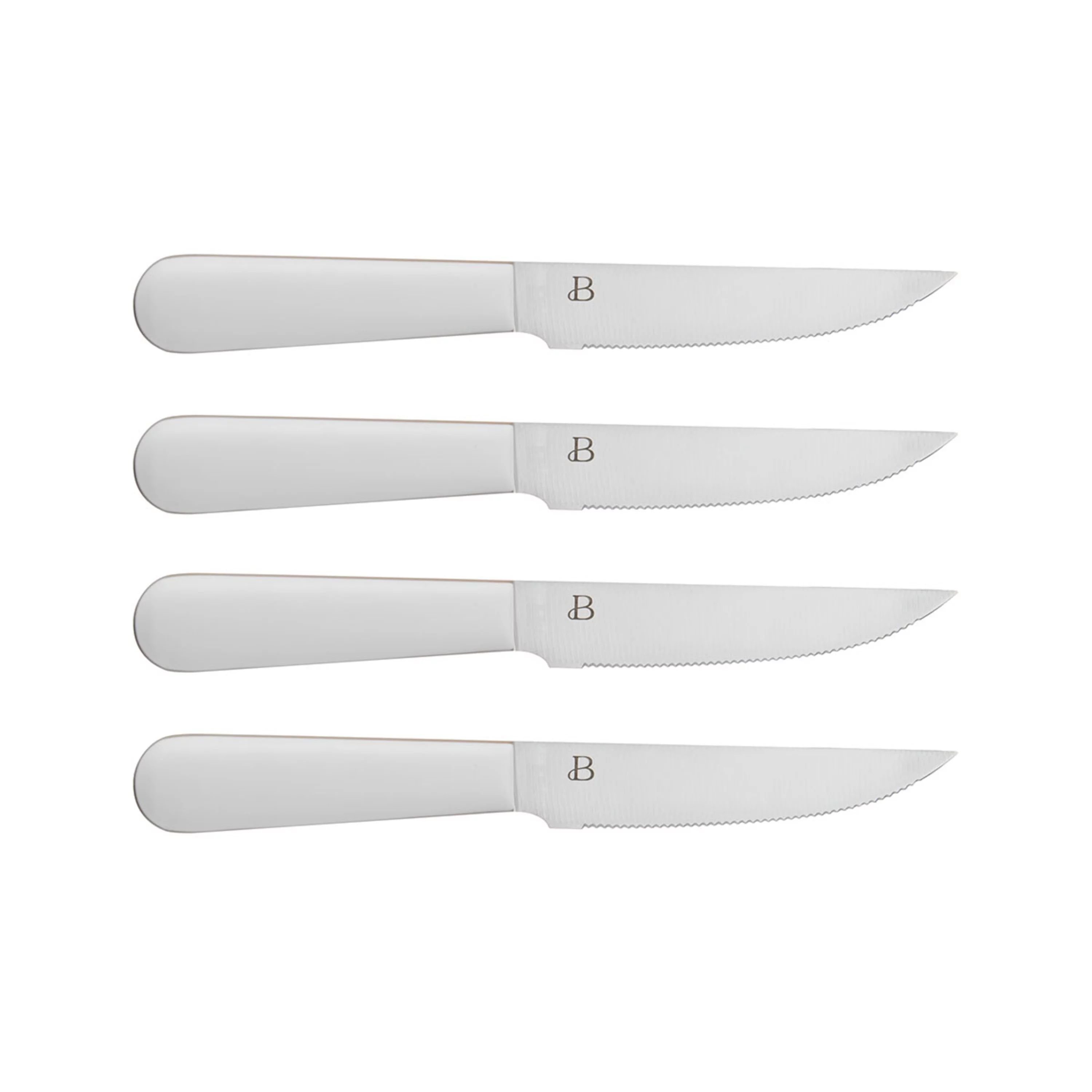 Beautiful 4-piece Forged, Micro-Serrated Kitchen Steak Knife Set in White | Walmart (US)