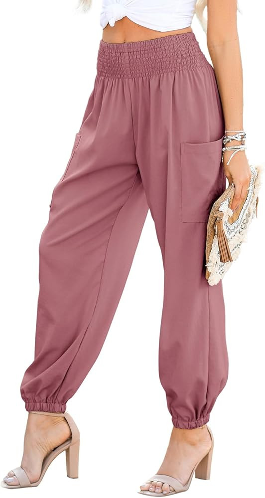 Dokotoo Womens Summer Boho Business Casual Smocked 2025 High Waisted Cargo Summer Long Elephant P... | Amazon (US)