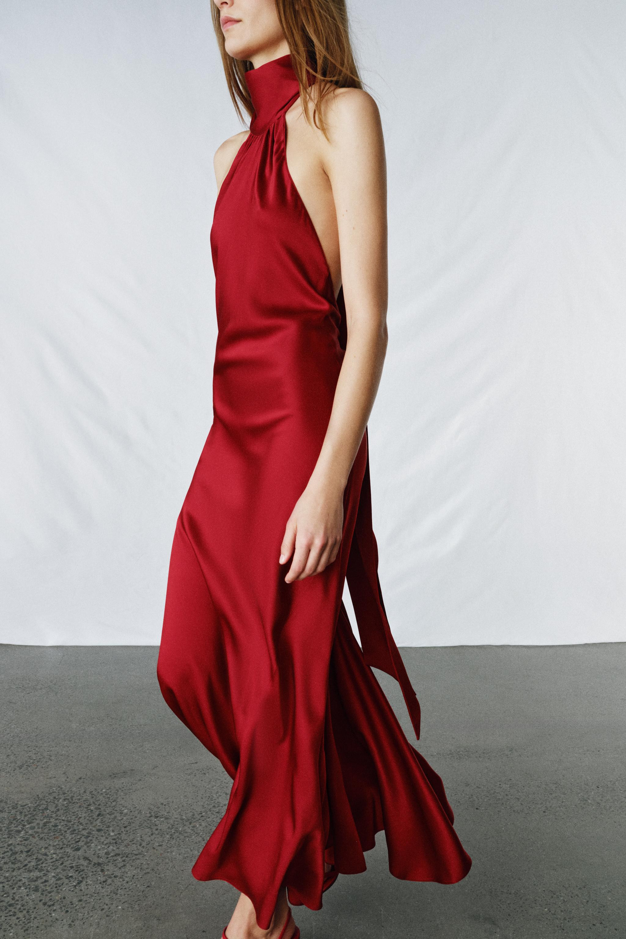ZW COLLECTION SATIN HALTER DRESS | Zara UK